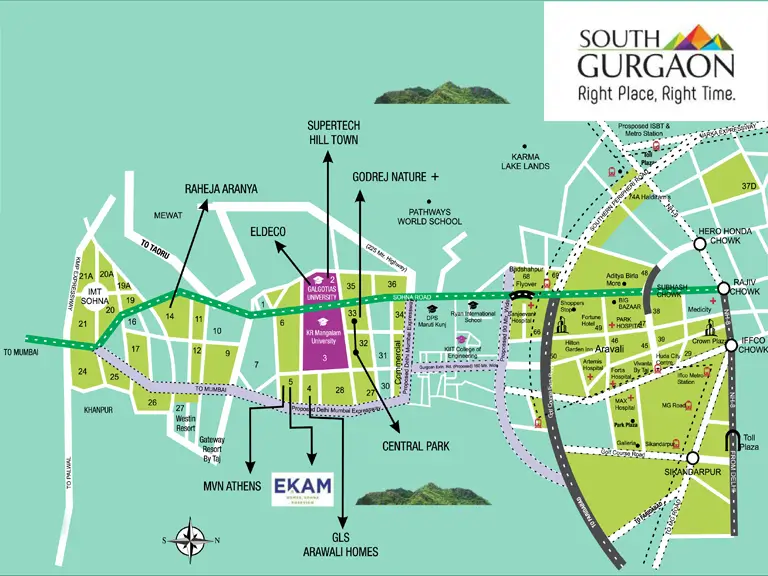 Location Map Paras Ekam Plots Gurgaon