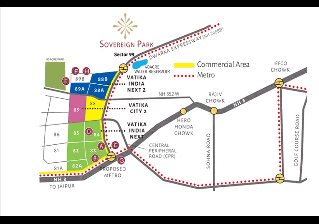 Vatika Sovereign Park Location Map