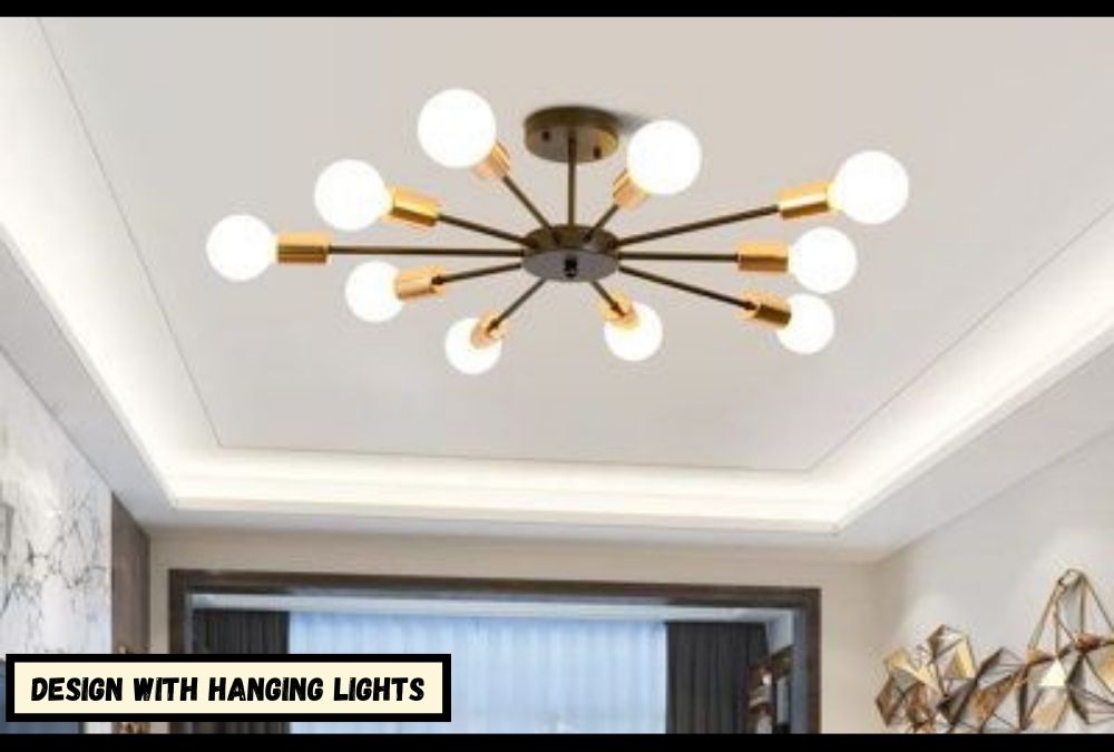 False Ceiling Design with Hanging Lights