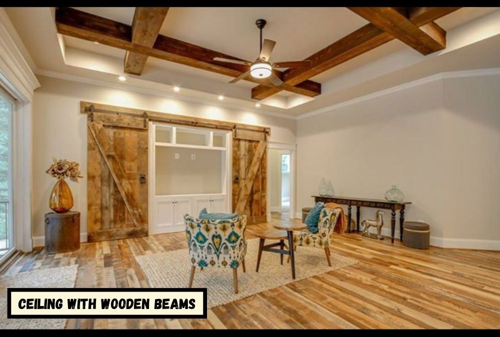 Coffered Ceiling with Wooden Beams