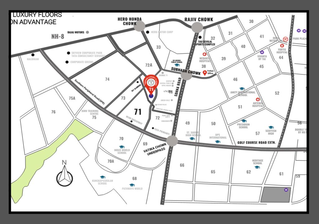 Trehan 71 Floors Location Map
