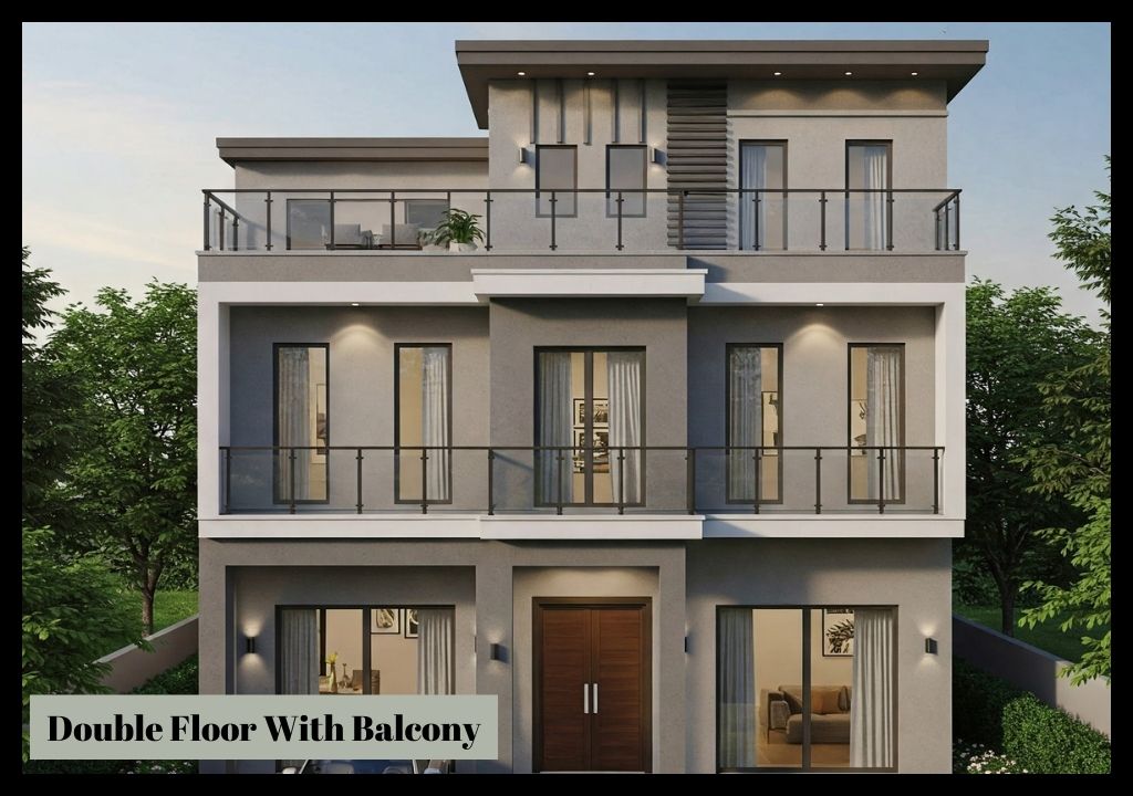 Front Elevation Design For Double Floor With Balcony