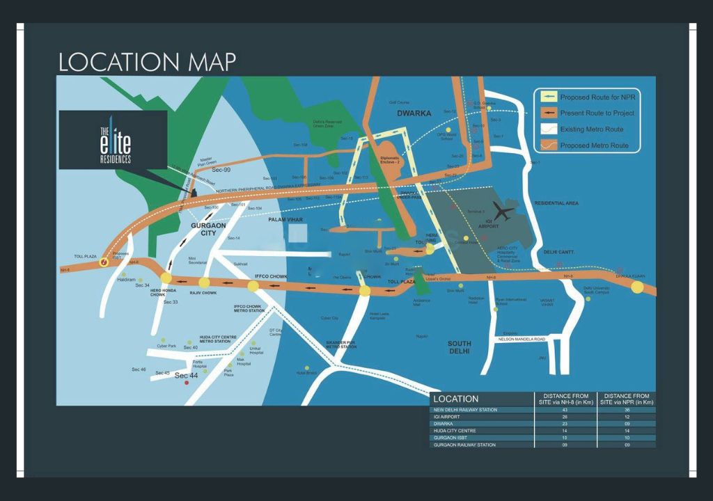 Pareena Elite Residences Location Map